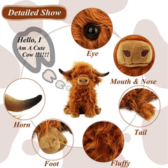 BMZRJM Highland Cows plush decor on bedside adds warmth to rooms.
