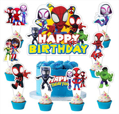 BNFUO spider and his friends cake topper with two sided prints for vibrant party decor