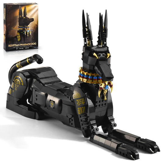 BNG Egyptian Dog Building Set head turns for interactive display and dynamic shelf presence.