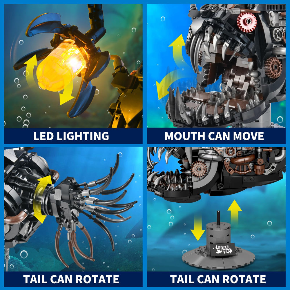 BNG mechanical fish with massive jaw and fangs creates a bold focal point.
