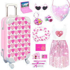 BNUZEIYI 18-inch doll travel luggage with wheels for easy, imaginative play.