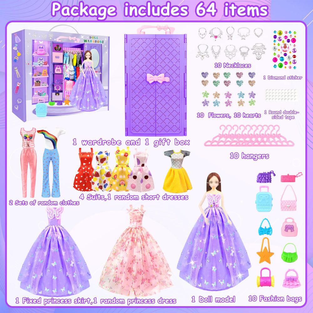 BNUZEIYI doll closet interior with drawers for easy organization during dress up.