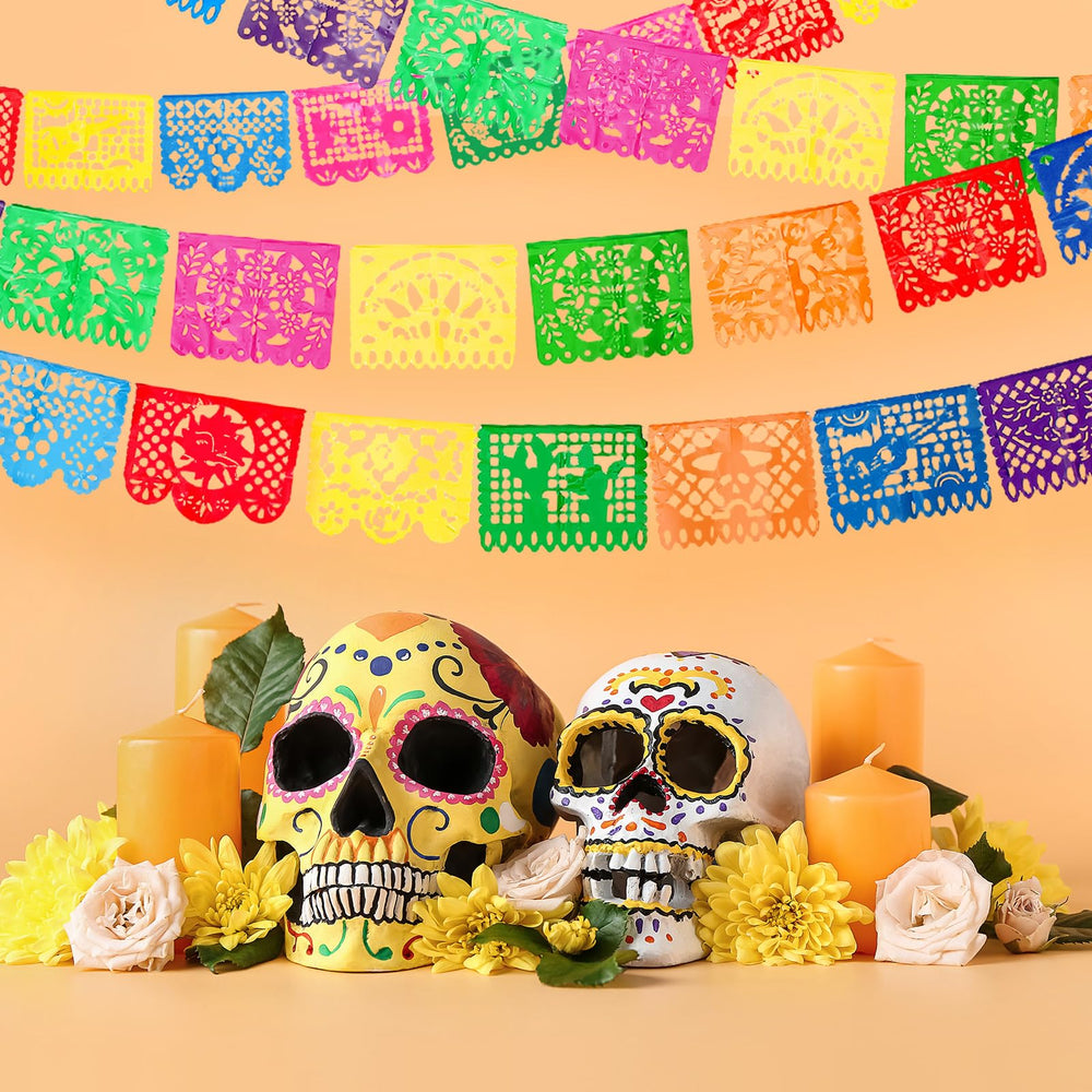 Boao four-pack party banners laid out, showcasing reusable and durable plastic design