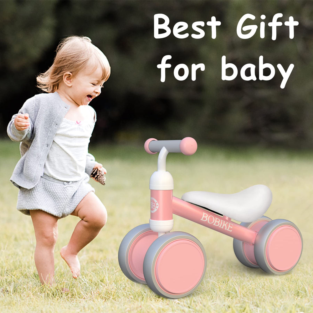 Bobike pink balance bike for indoor and outdoor play.