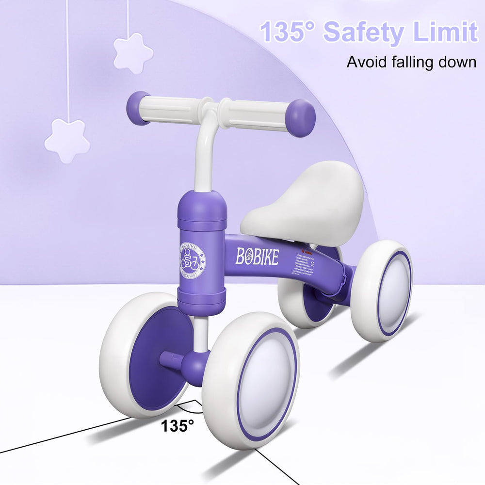 Bobike baby balance bike steering limit shows stability to prevent side falls.