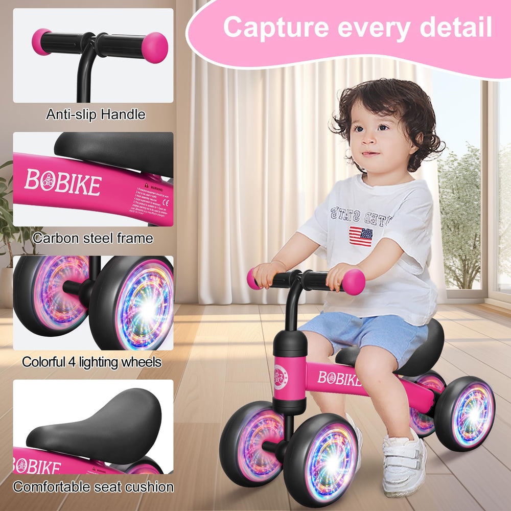 Bobike Baby Balance Bike Toy assembly steps shown for quick, tool-free setup