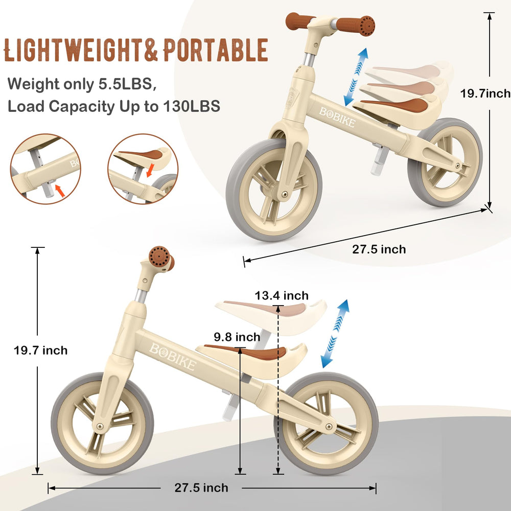 Easy-assembly Bobike beige balance bike for quick setup