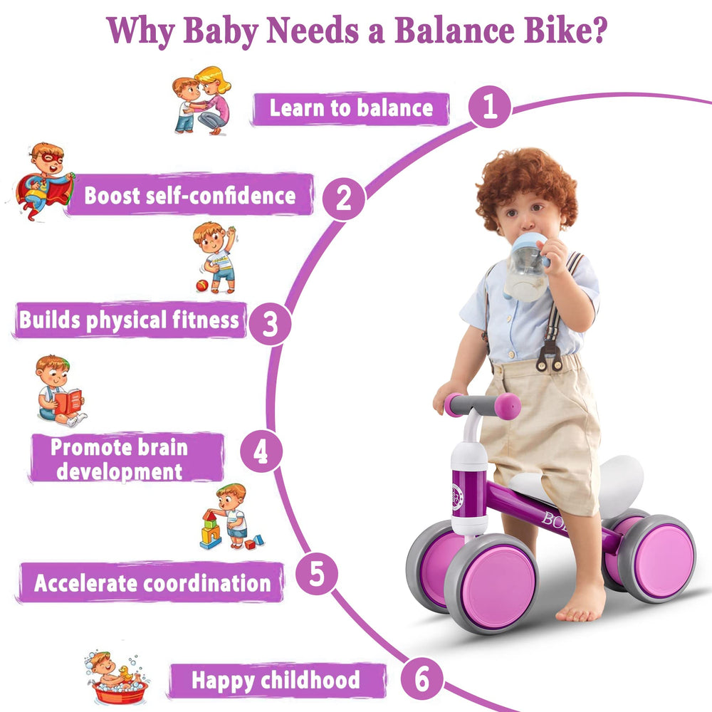 Bobike balance bike purple four-wheel stability for toddlers