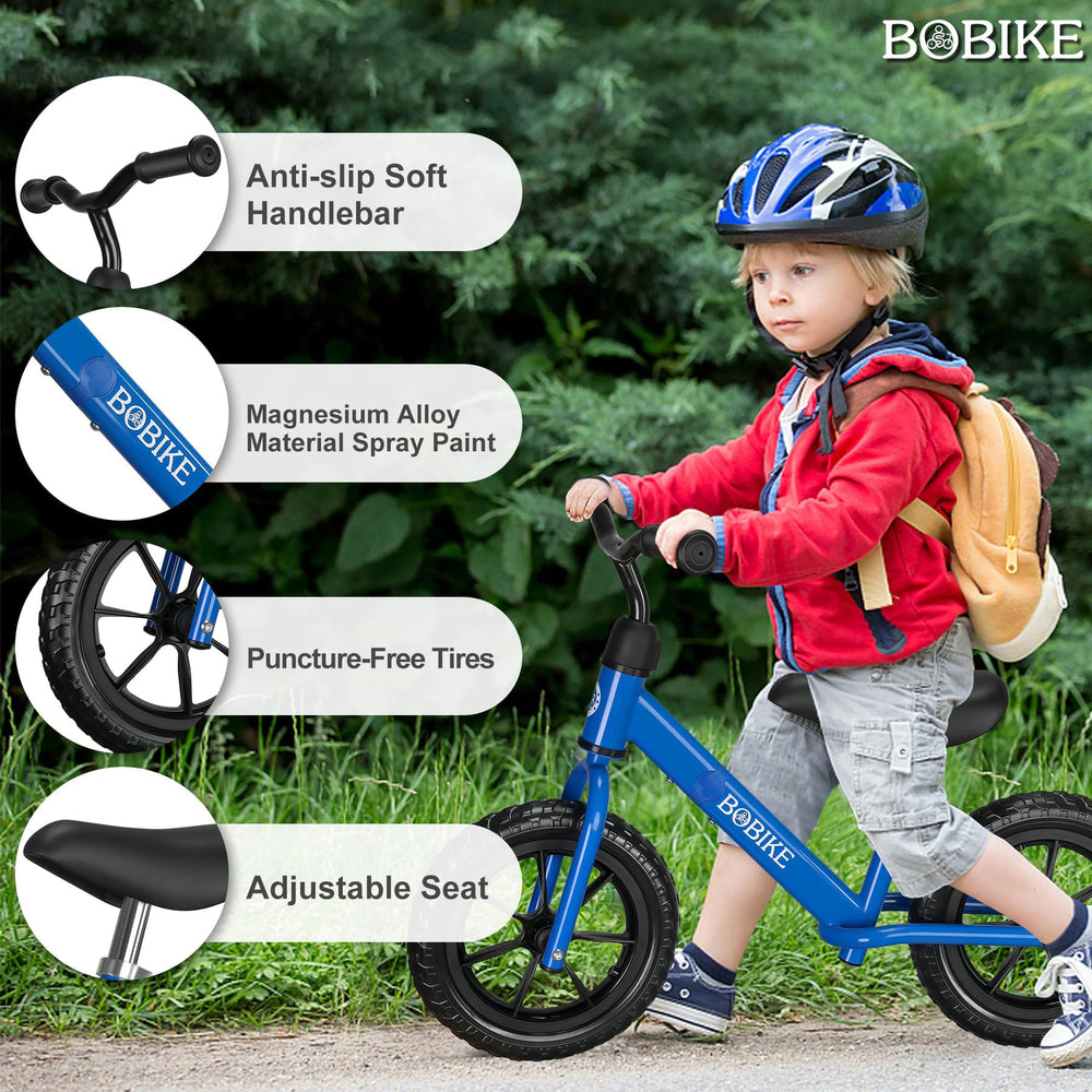 Bobike blue handlebar adjusted for proper steering and control during learning.