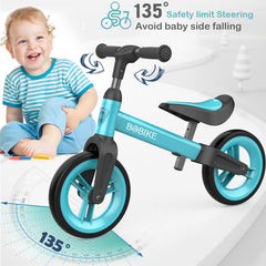 Bobike blue bike used indoors and outdoors for versatile play.