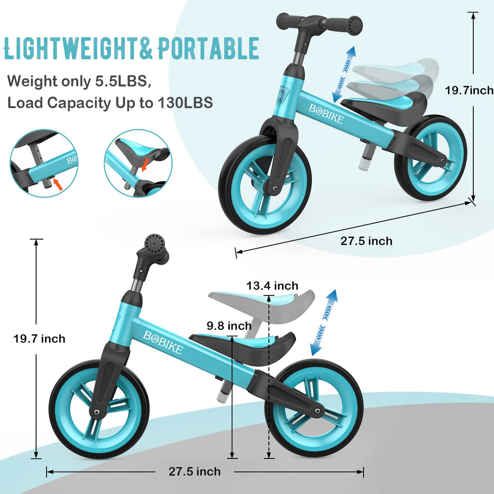 Bobike blue two-wheeled design supports early balance training.