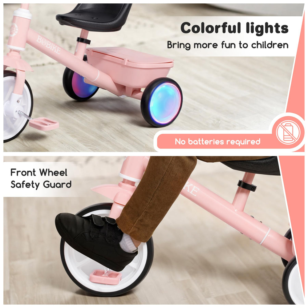 Bobike toddler tricycle adjustable seat grows with children from ages two to five.