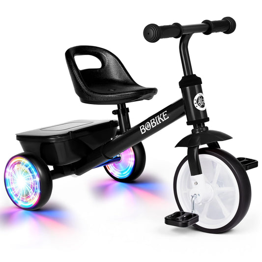 Bobike toddler tricycle with glowing wheels for outdoor play and excitement