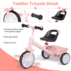 Bobike toddler tricycle removable footrests ease transition to full tricycle.