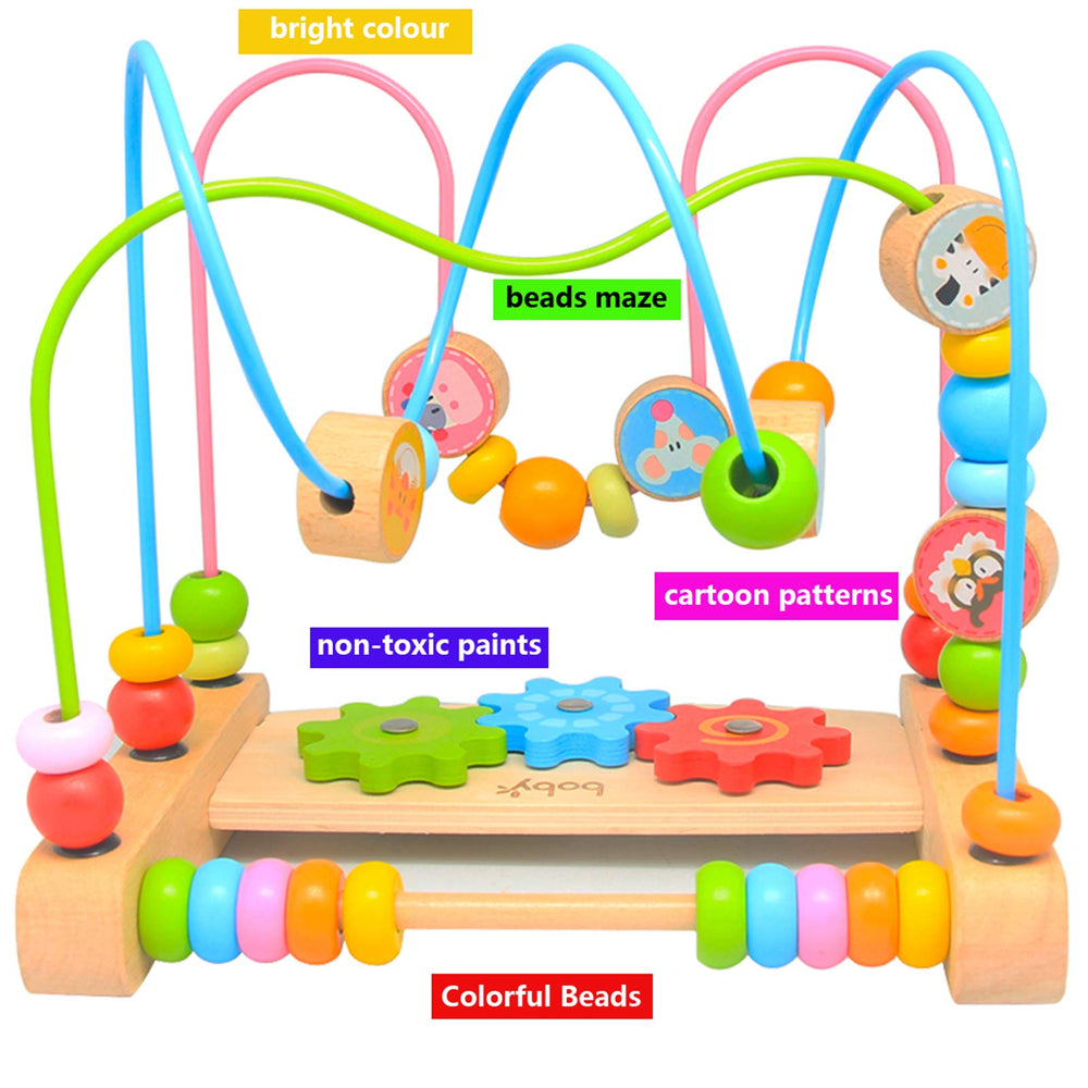 Boby Bead Maze features colorful animal beads to engage visual recognition