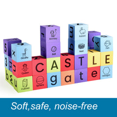 Colorful shapes on BOHS foam blocks support pattern recognition and spatial awareness.