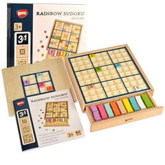 BOHS wooden rainbow Sudoku Puzzle 4x4 grid for beginners enhances focus and pattern recognition.