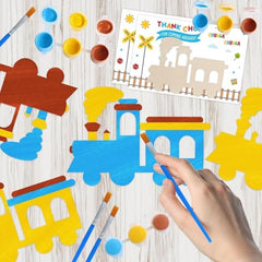 BOIKOKY magnet-back train displayed on a fridge after painting