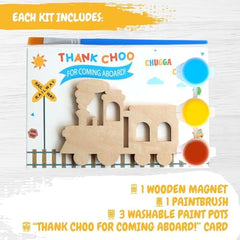 BOIKOKY wooden train kit being painted by kids to spark creativity