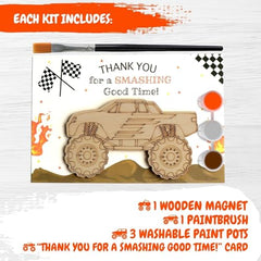 BOIKOKY wooden monster truck magnet ready to be personalized by kids.