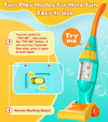 BOIMOES vacuum toy features rotating brush for realistic movement.