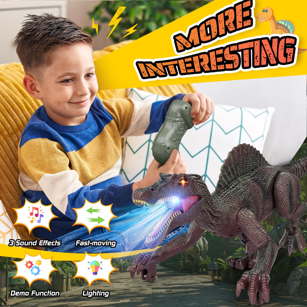 Bokigibi RC dinosaur roars with varied sounds for interactive storytelling.