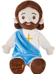 BOKUFLY Jesus plush doll in blue robe, cozy companion for prayer time
