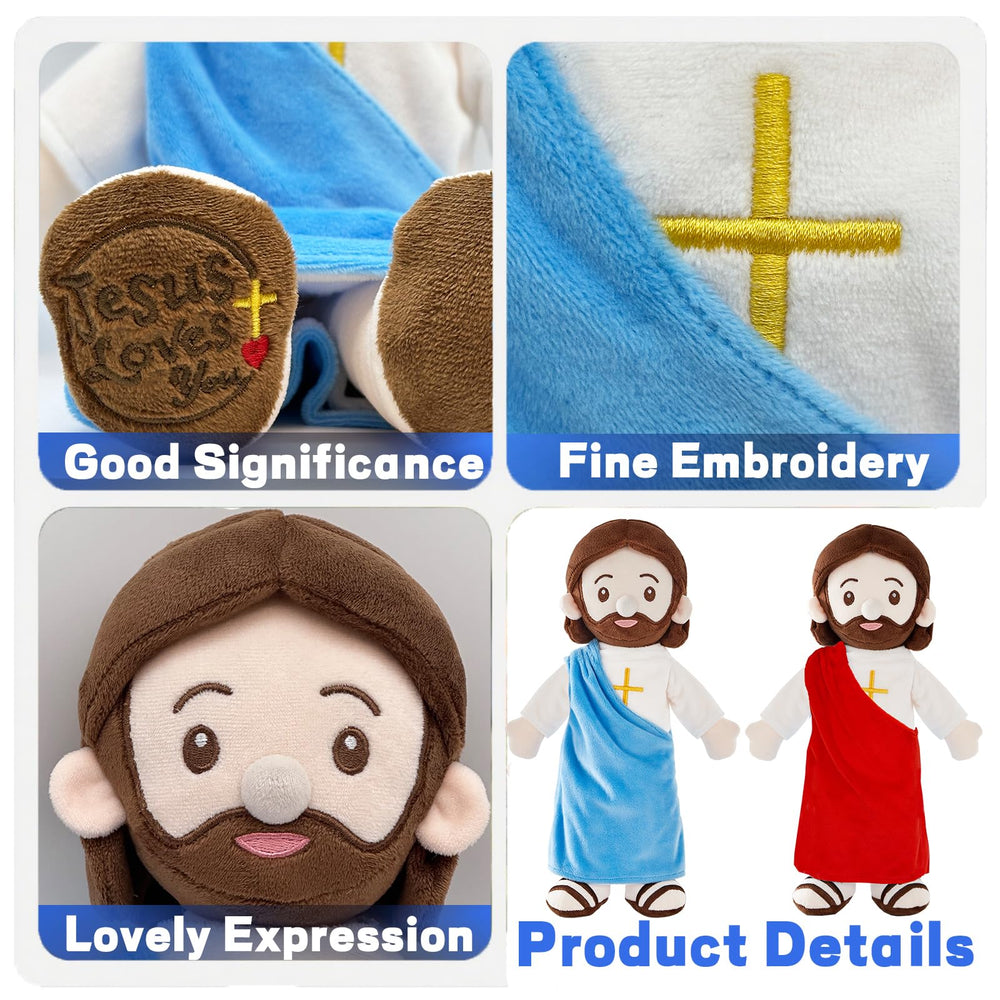 Red robe variant of BOKUFLY Jesus plush doll for display