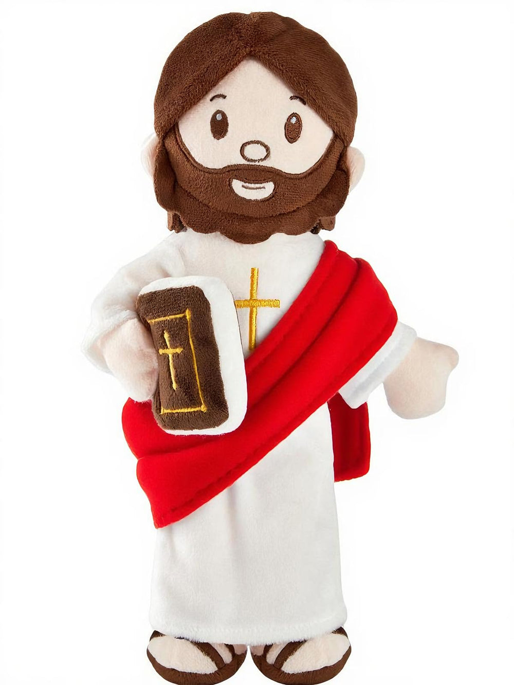 BOKUFLY Jesus plush doll featuring robe and book embroidery with cross details