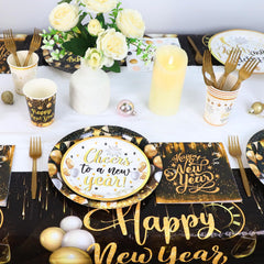 Bolake New Year balloons, tablecloth, and swirls set complete the look