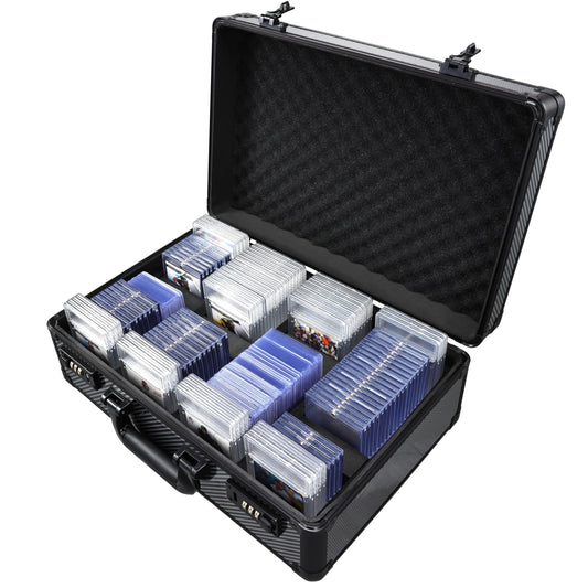 boldblox large graded card storage box front view, secure lid for travel