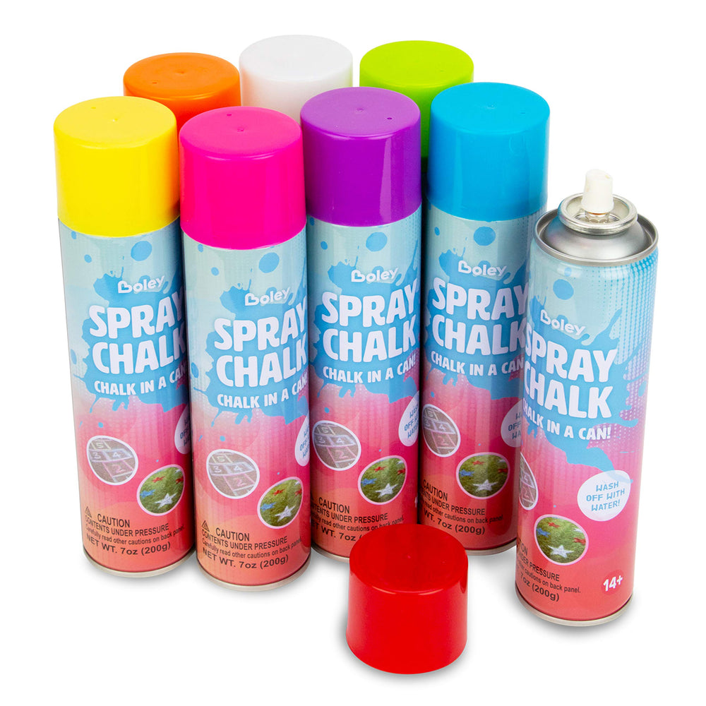Boley spray chalk blue can for vibrant outdoor art on pavement and grass.
