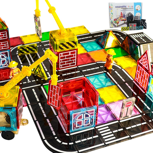 Bolorbt magnetic tiles road crane for dynamic city-building play.