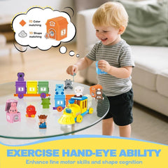 BOLZRA Farm Animals Train Toy: color-coded keys for lock-and-match play.