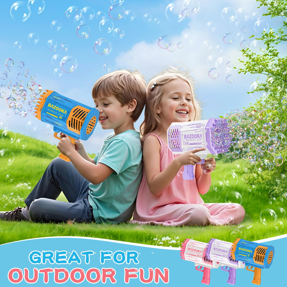BOMOCO bubble gun with four lights creates eye-catching bubbles at night