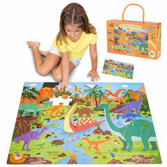BONNYCO dinosaurs giant floor puzzle laid flat with colorful dinosaurs for exploration