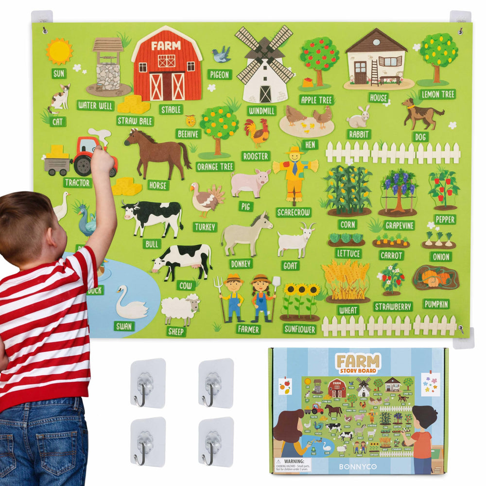 BONNYCO felt board with toddler-friendly animals for hands-on farm storytelling