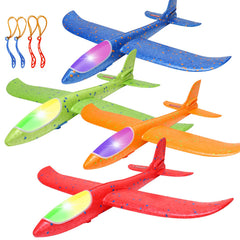 Bootaa LED foam airplane in glider mode for outdoor play and practice.