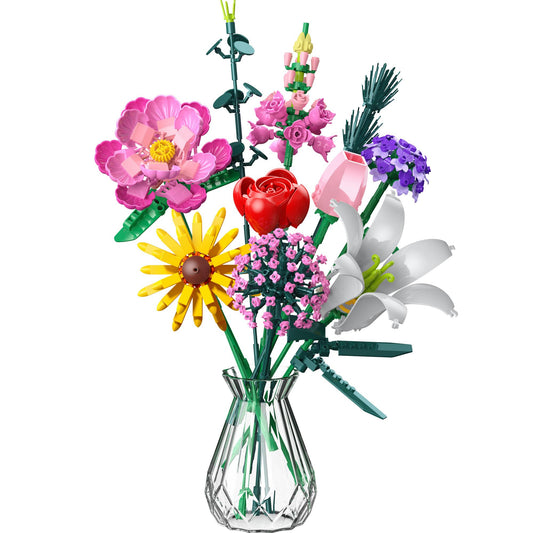 Booyuer Flowers Bouquet Building Set ready-to-build blocks for a lasting floral display.