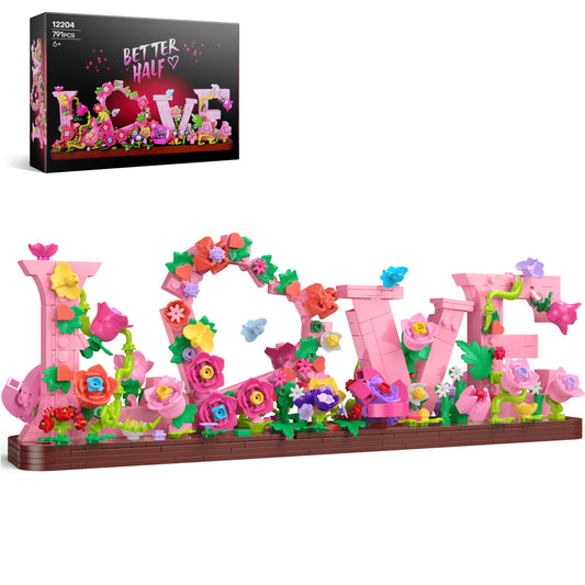 Booyuer Love Sign 791pcs floral brick kit, a romantic centerpiece idea