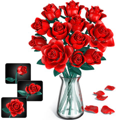 Booyuer rose bouquet building kit for kids with multi-state blooms for creative play
