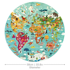 Boppi World Map Round Puzzle at 58cm diameter for group play and shared discovery