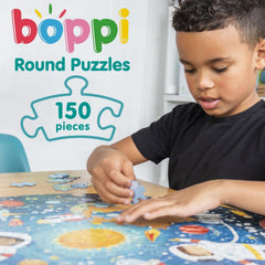 Boppi World Map Round Puzzle pull-out image sheet for progress reference
