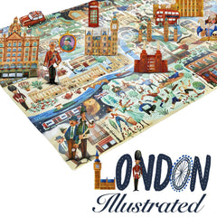 Bopster London Illustrated Puzzle big ben scene for engaging solo or group puzzle sessions.