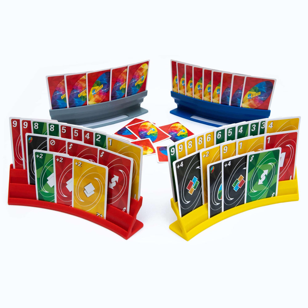 BORICO card holder 4-pack stackable in use for organized play and quick access.
