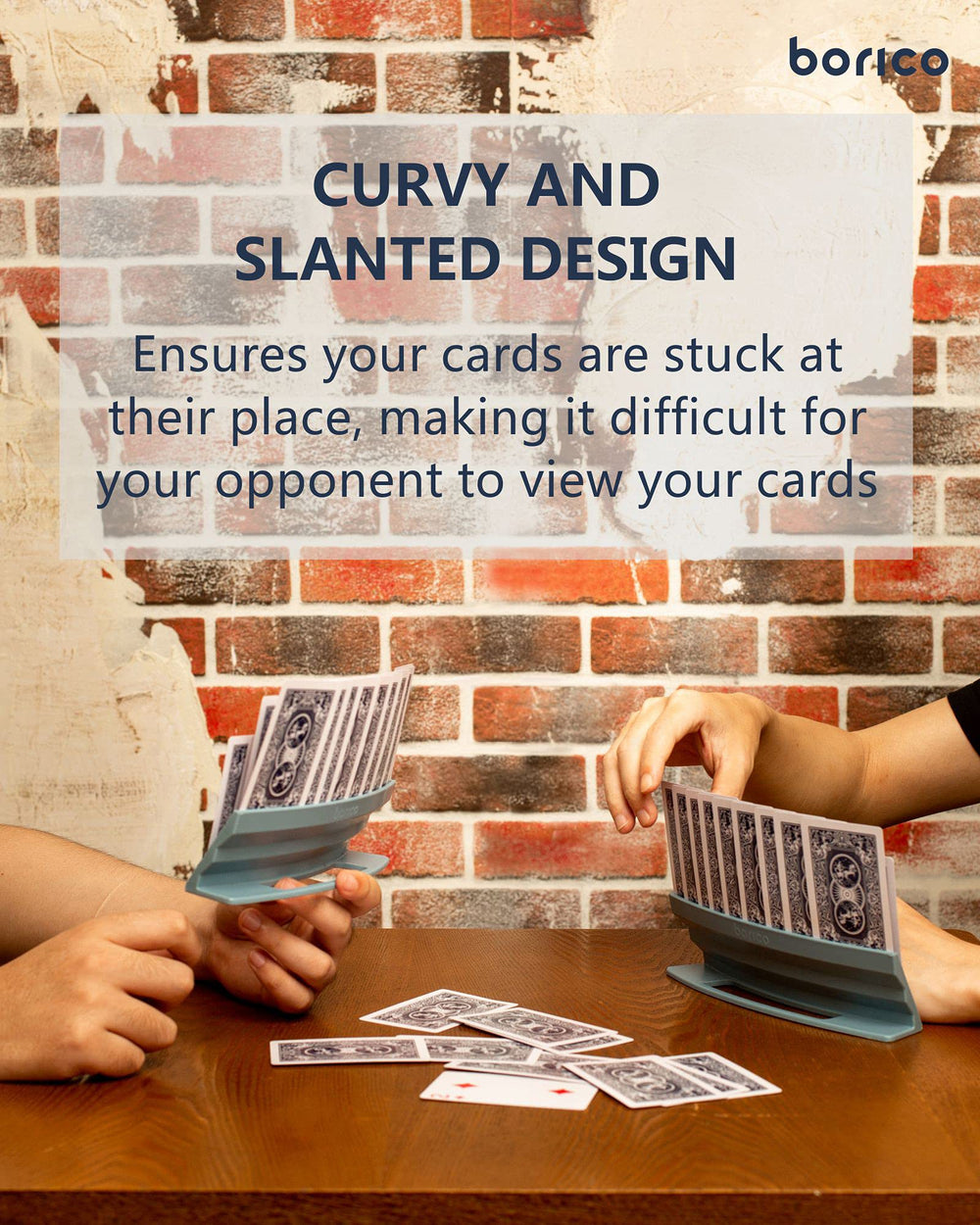 BORICO card holder helps players stay focused and maintain energy during quick rounds.