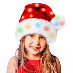 BOSONER Santa Hat Light Up front view with a cozy glow for holiday photos.