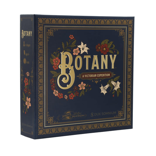 Botany board game cover art with Victorian flora for immersive family play