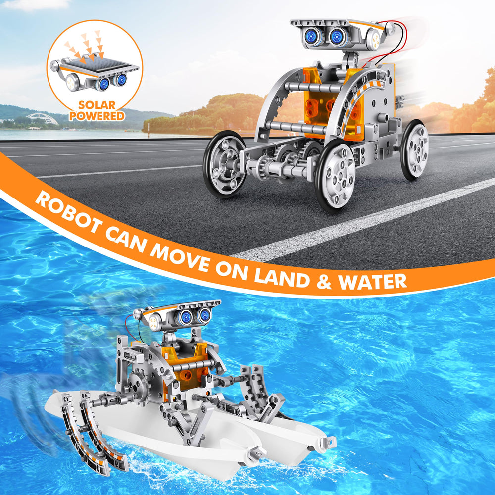 Bottleboom solar-powered robot demonstrates eco-friendly energy in action.
