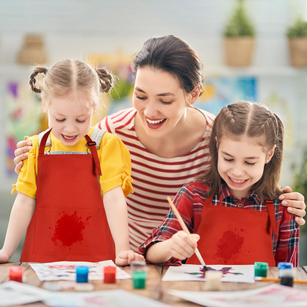BOUBONI kids apron red machine-washable design for quick, hassle-free cleaning